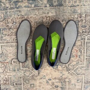 Rothy's Gray Slip-On Shoes with Green Interior